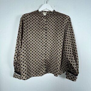 Richard Allen x H&M Womens Patterned Button Down Silk Shirt Size 10 Long Sleeve